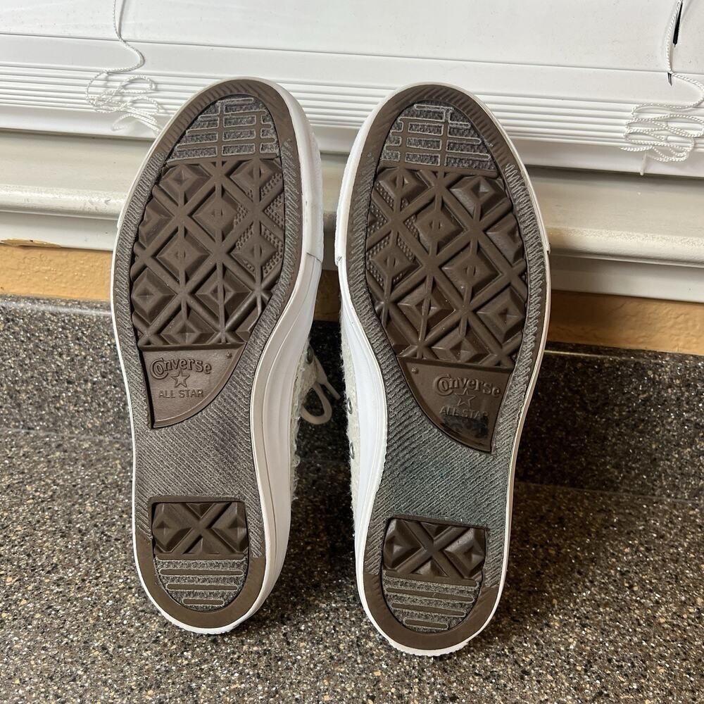 Converse All Star Slip On Light Gray Lace Canvas Shoes Womens Sz 9 Stretch Back - Picture 10 of 11